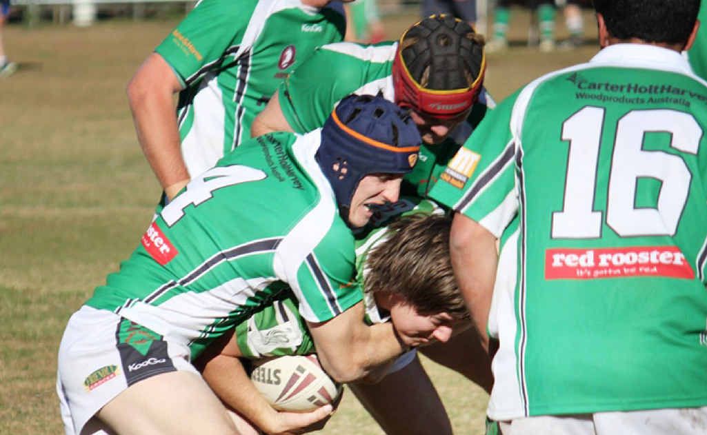 Mary valley Stags Lance Fenton and Jason Johston don’t let go of Maroochy. Mary valley Stags Lance Fenton and Jason Johston don’t let go of Maroochy.