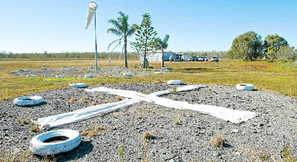 An X marks the landing space for helicopters. An X marks the landing space for helicopters.