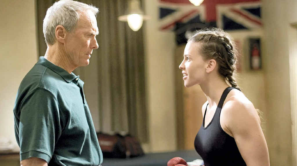 Hilary Swank with Clint Eastwood in Million Dollar Baby. The actress paid a surprise flying visit to Evans Head. Hilary Swank with Clint Eastwood in Million Dollar Baby. The actress paid a surprise flying visit to Evans Head.