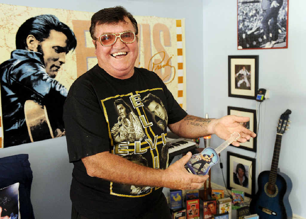 Casino fan John Stevens with some of the items from his Elvis collection. Casino fan John Stevens with some of the items from his Elvis collection.