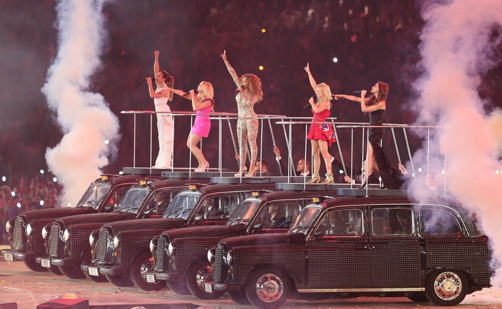 The Spice Girls at the Closing Ceremony of the London Olympics. The Spice Girls at the Closing Ceremony of the London Olympics.