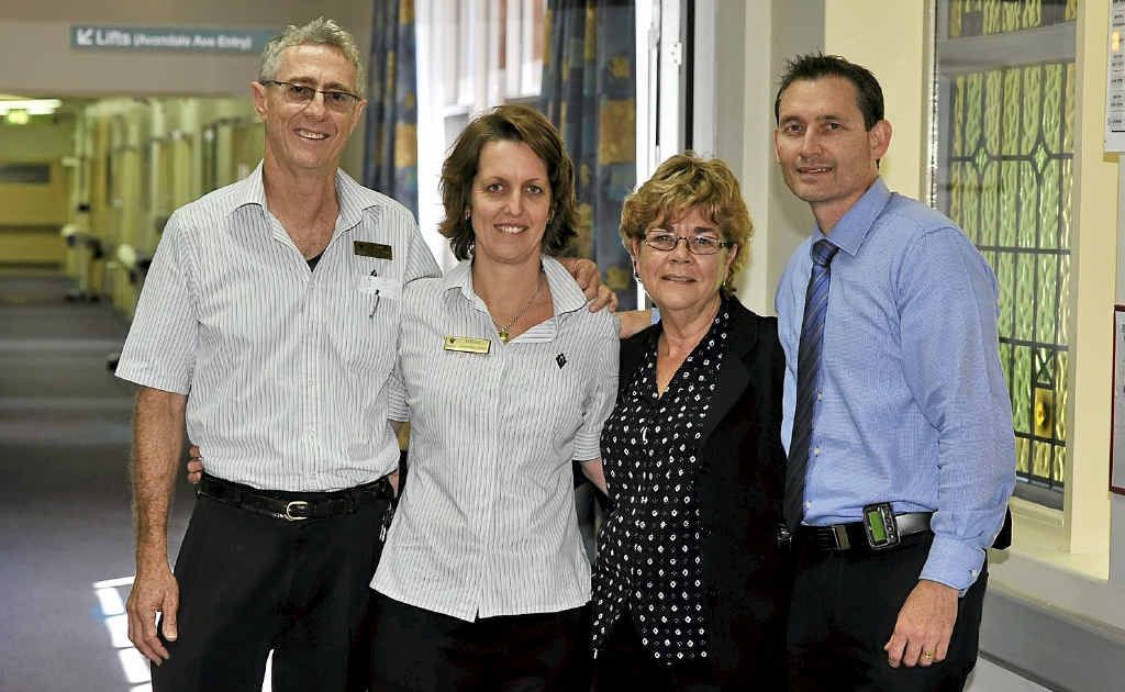 Alan Hickey,Wendy McKey, Beth Bulmer and Peter Reid from St Vincent’s palliative care unit in Lismore. Alan Hickey,Wendy McKey, Beth Bulmer and Peter Reid from St Vincent’s palliative care unit in Lismore.