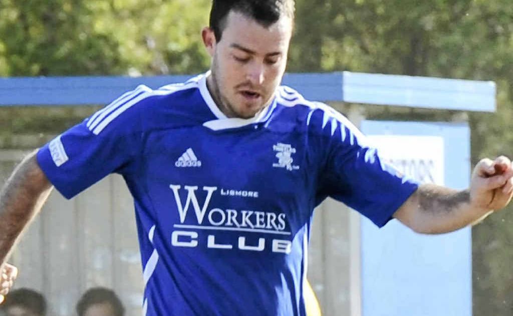 Joel Rudgley in action on Sunday. Rudgley scored the only goal of the game to clinch an important win over Byron Bay.
Joel Rudgley in action on Sunday. Rudgley scored the only goal of the game to clinch an important win over Byron Bay.