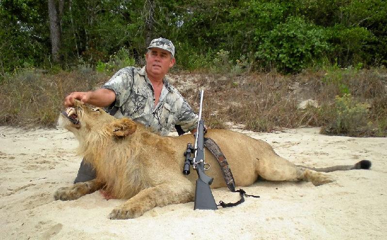Greg Coyne shot this lion in Mozambique in 2008. He said the lion had killed and eaten a number of villagers as it had been injured by a snare and while injured, humans are easier game than other animals. “Although he'd almost fully recovered, it's said that once a man-eater, always a man-eater,” Mr Coyne said. Greg Coyne shot this lion in Mozambique in 2008. He said the lion had killed and eaten a number of villagers as it had been injured by a snare and while injured, humans are easier game than other animals. “Although he'd almost fully recovered, it's said that once a man-eater, always a man-eater,” Mr Coyne said.