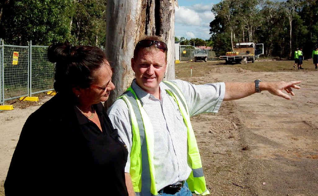 Daniel Poacher from Win Constructions gives Delphine Howden a tour of the site of the upcoming Kal’ang Respite Centre in Kawungan. Daniel Poacher from Win Constructions gives Delphine Howden a tour of the site of the upcoming Kal’ang Respite Centre in Kawungan.