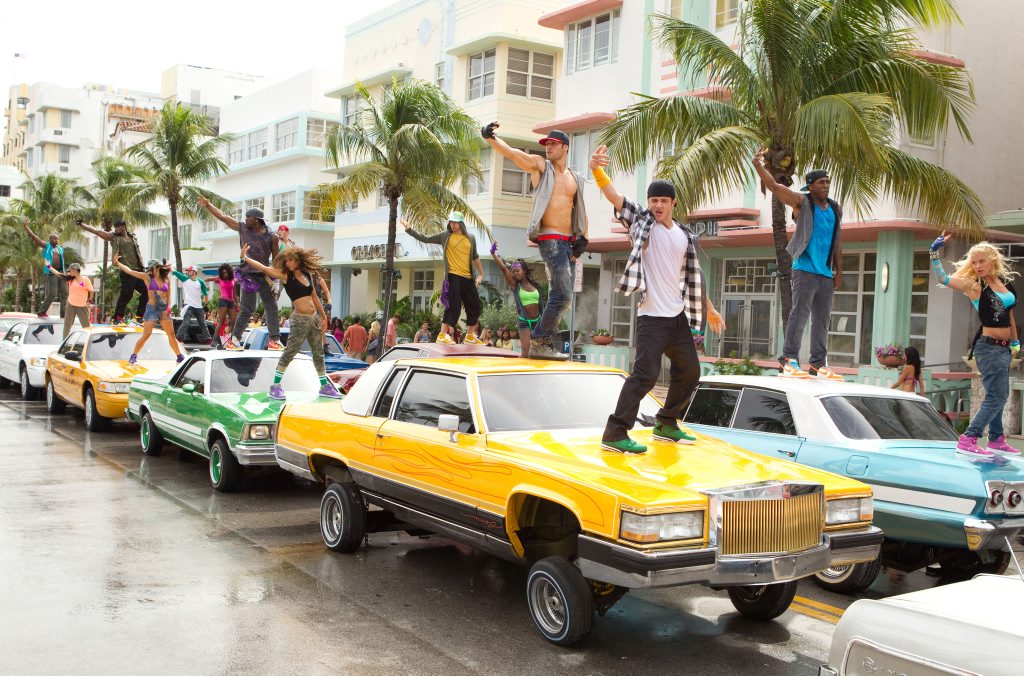Ryan Guzman (centre, no shirt) in a scene from the movie Step Up 4: Miami Heat. Ryan Guzman (centre, no shirt) in a scene from the movie Step Up 4: Miami Heat.