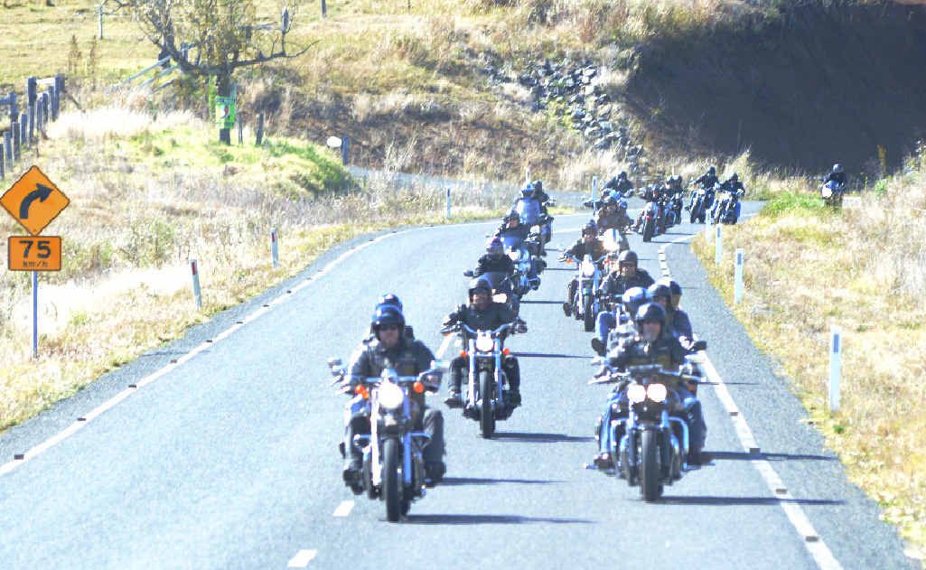 Bikers on the annual Vietnam Veterans’ Poker Run freewheelin’ just out of Lismore. Bikers on the annual Vietnam Veterans’ Poker Run freewheelin’ just out of Lismore.