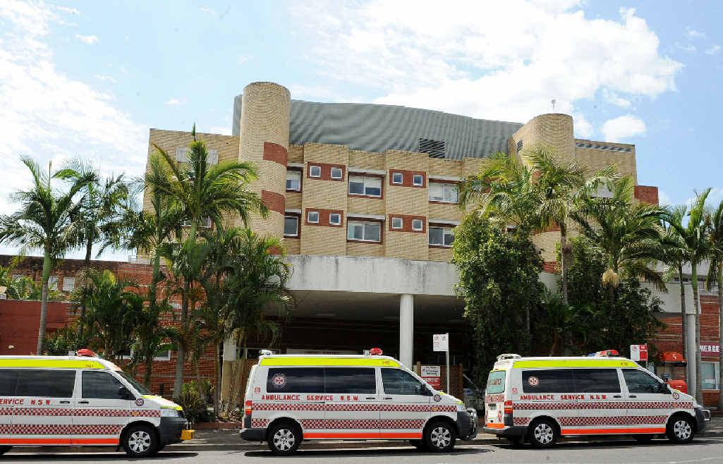Ambulance vehicles outside Lismore Base Hospital. Ambulance vehicles outside Lismore Base Hospital.