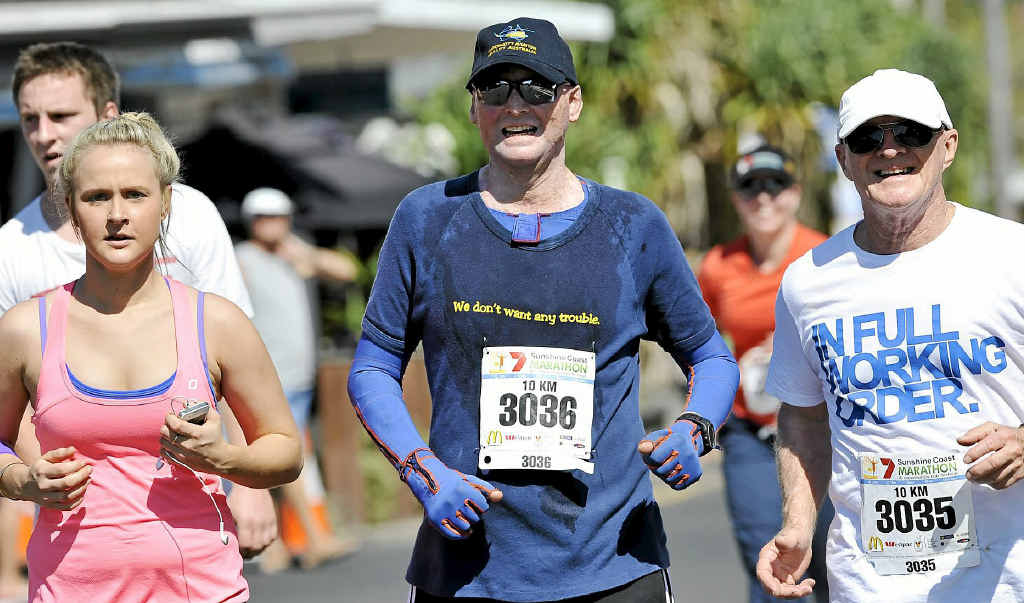 Matt Golinski competes in the 10km run with friends and family in the Sunshine Coast Marathon and Community Run Festival. Matt Golinski competes in the 10km run with friends and family in the Sunshine Coast Marathon and Community Run Festival.