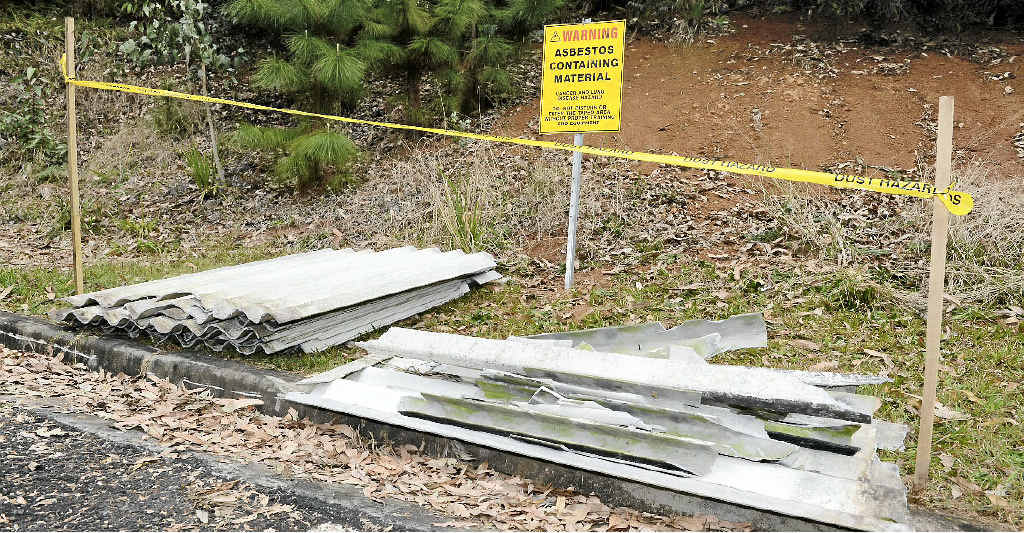 Asbestos illegally dumped in carpark of Kadina Park, Goonellabah. Asbestos illegally dumped in carpark of Kadina Park, Goonellabah.