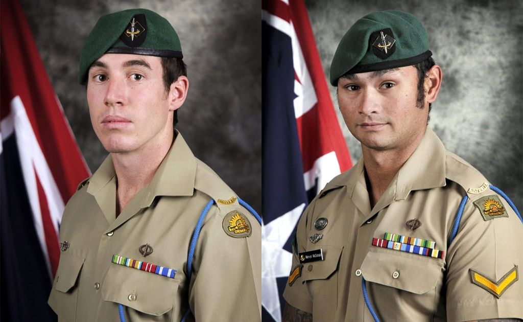 (Left) Private Nathanael John Aubrey Galagher and Lance Corporal Mervyn John McDonald. (Left) Private Nathanael John Aubrey Galagher and Lance Corporal Mervyn John McDonald.