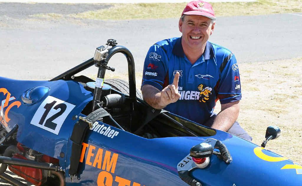 Newcastle driver Stephen Butcher set a new 1200cc record at Morgan Park Raceway yesterday. Newcastle driver Stephen Butcher set a new 1200cc record at Morgan Park Raceway yesterday.