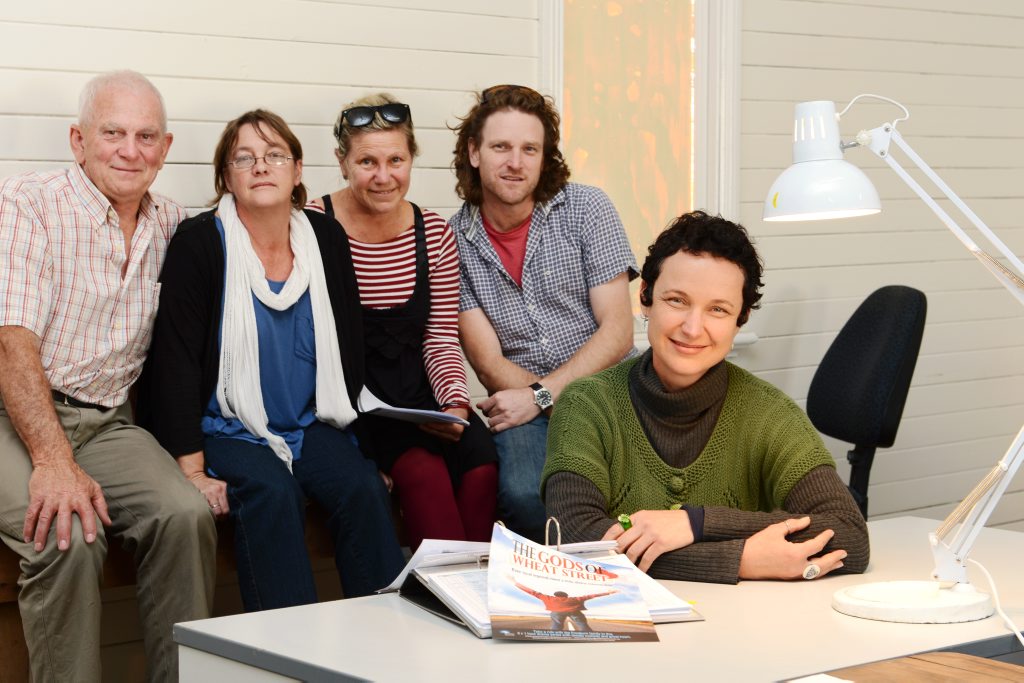 In the planning stages of the production Gods of Wheat Street are from left location manager Harry Yates , production co-ordinator Nicki Ellis, costume costume designer Loretta Egan, production designer Sam Hobbs and producer Lois Randall (front far right). In the planning stages of the production Gods of Wheat Street are from left location manager Harry Yates , production co-ordinator Nicki Ellis, costume costume designer Loretta Egan, production designer Sam Hobbs and producer Lois Randall (front far right).