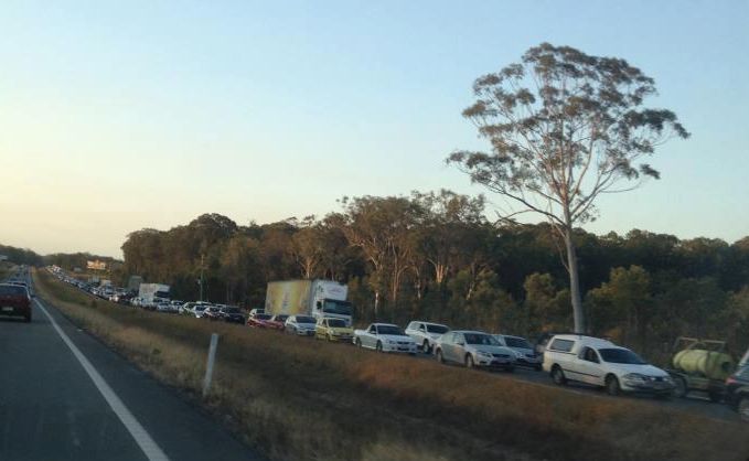 Traffic is banked up on road to Brisbane from the Sunshine Coast. Traffic is banked up on road to Brisbane from the Sunshine Coast.