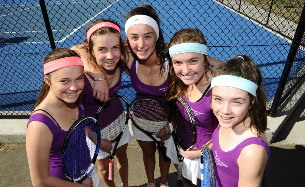 Grafton High tennis team Georgia Allen, Taylor Wilkes, Brittany Huxley, Emily Allen and Rachel Fahey Photo Adam Hourigan / The Daily Examiner Grafton High tennis team Georgia Allen, Taylor Wilkes, Brittany Huxley, Emily Allen and Rachel Fahey Photo Adam Hourigan / The Daily Examiner