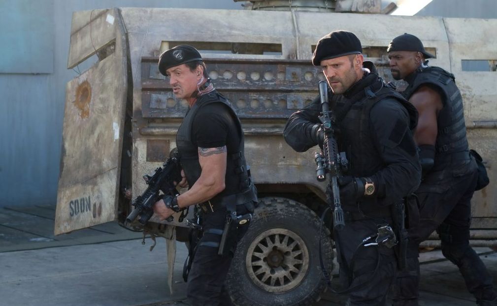 From left, Sylvester Stallone, Jason Statham and Terry Crews in a scene from the movie The Expendables 2. From left, Sylvester Stallone, Jason Statham and Terry Crews in a scene from the movie The Expendables 2.