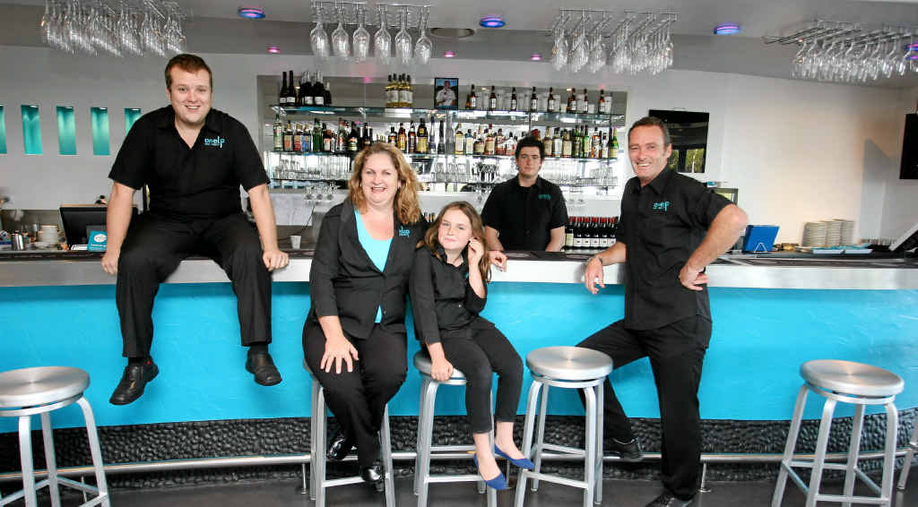 Owners of One Up Bar and Bistro Trish and Brendan Lowry with daughter Tess, son Matt and nephew Jayden. Owners of One Up Bar and Bistro Trish and Brendan Lowry with daughter Tess, son Matt and nephew Jayden.