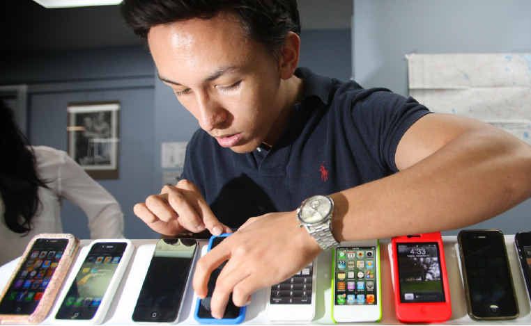 Michael Strickland checks out a selection of iPhones which will be superseded by iPhone5 in the coming weeks. Michael Strickland checks out a selection of iPhones which will be superseded by iPhone5 in the coming weeks.