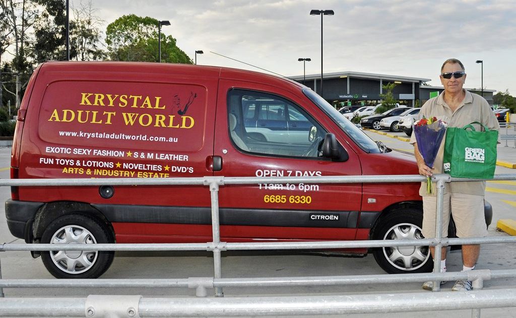 Stephen Keen next to his van advertising his adult business. Stephen Keen next to his van advertising his adult business.