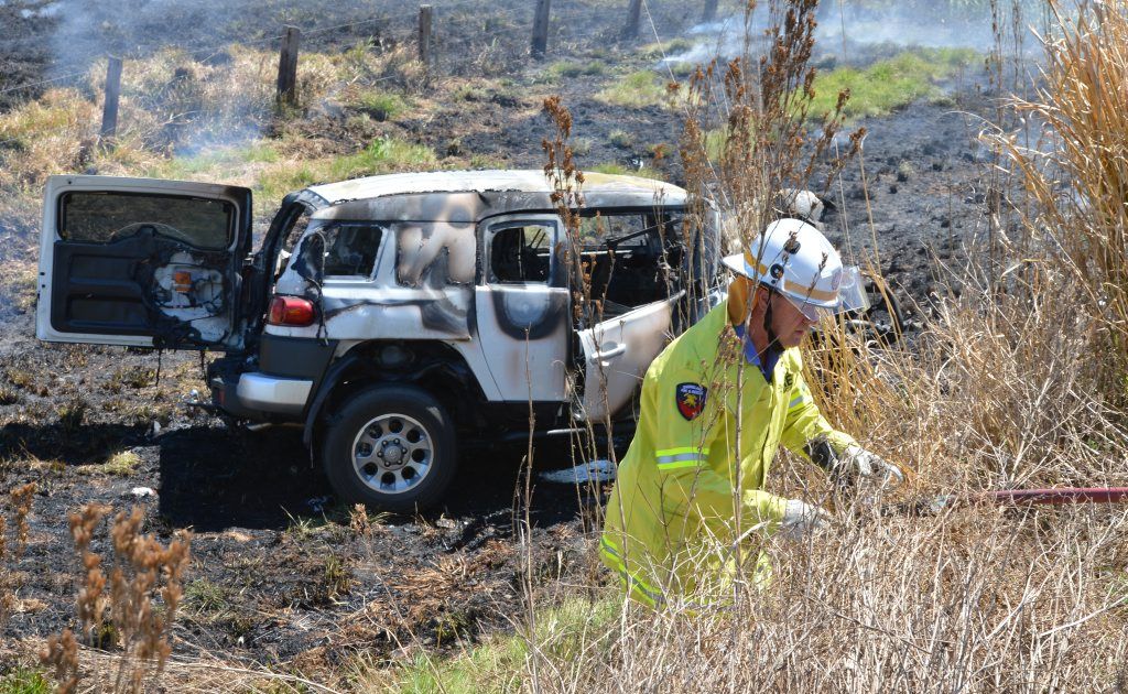Two four-wheel-drives collided head on and sparked a fire just north of Gympie. Two four-wheel-drives collided head on and sparked a fire just north of Gympie.