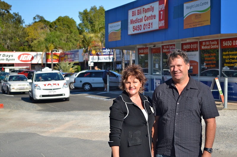 Roz and Michael White, owners of several IGA stores and other retail properties on the Coast, at the Bli Bli site which will soon undergo a $6m revamp.