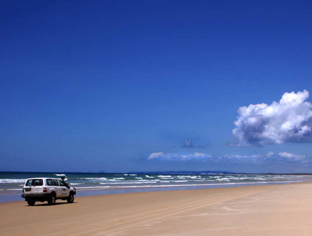 One of the charms of Fraser Island is driving along the back beach on a beautiful, crisp morning. One of the charms of Fraser Island is driving along the back beach on a beautiful, crisp morning.