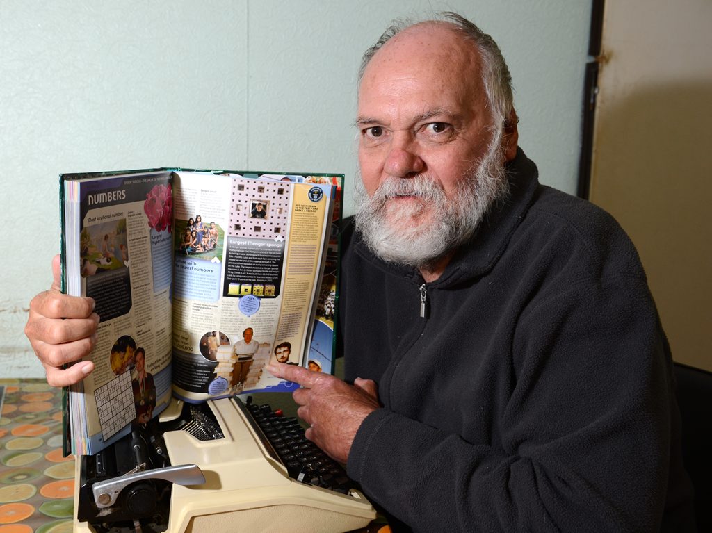 Les Stewart of Mudjimba has held the world record for typing for 30 years and has been featured in the Guinness Book of World Records. Les Stewart of Mudjimba has held the world record for typing for 30 years and has been featured in the Guinness Book of World Records.