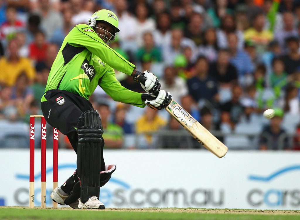 Chris Gayle of the Thunder bats during the T20 Big Bash League match between the Sydney Thunder and the Perth Scorchers at ANZ Stadium on January 11, 2012 in Sydney, Australia. Chris Gayle of the Thunder bats during the T20 Big Bash League match between the Sydney Thunder and the Perth Scorchers at ANZ Stadium on January 11, 2012 in Sydney, Australia.