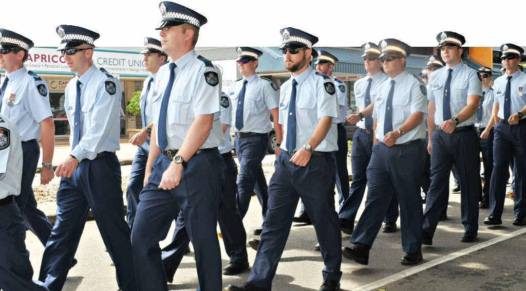 Gladstone region’s police march during the Remembrance Day service last year. Gladstone region’s police march during the Remembrance Day service last year.