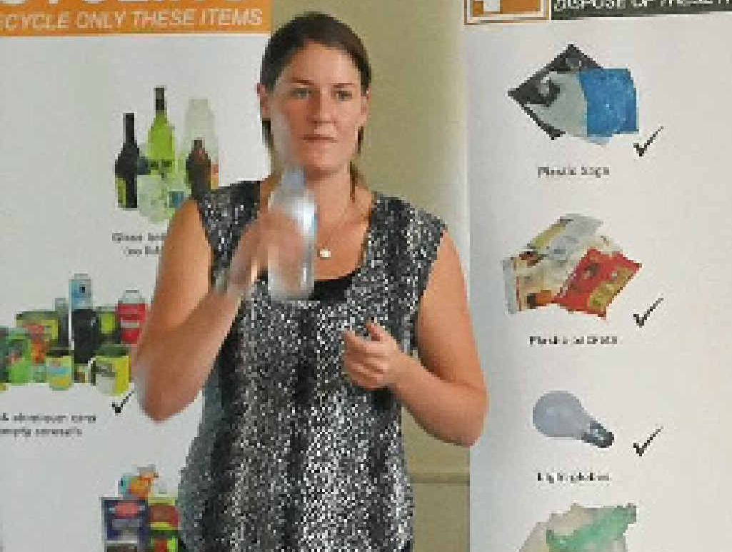 BRAINSTORMING: Erin Searle explains waste and recycling practices to students at Columboola Environmental Education Centre. BRAINSTORMING: Erin Searle explains waste and recycling practices to students at Columboola Environmental Education Centre.