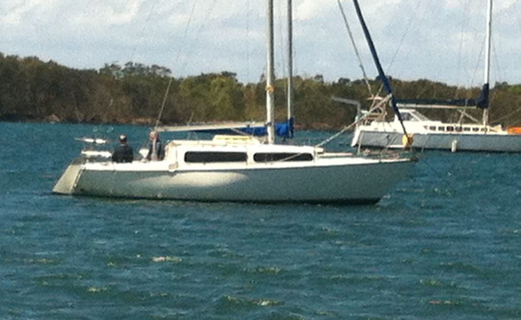 A man was waiting aboard a yacht for rescue after his tinnie capsized in Tweed River and a fellow boatie picked him up. A man was waiting aboard a yacht for rescue after his tinnie capsized in Tweed River and a fellow boatie picked him up.