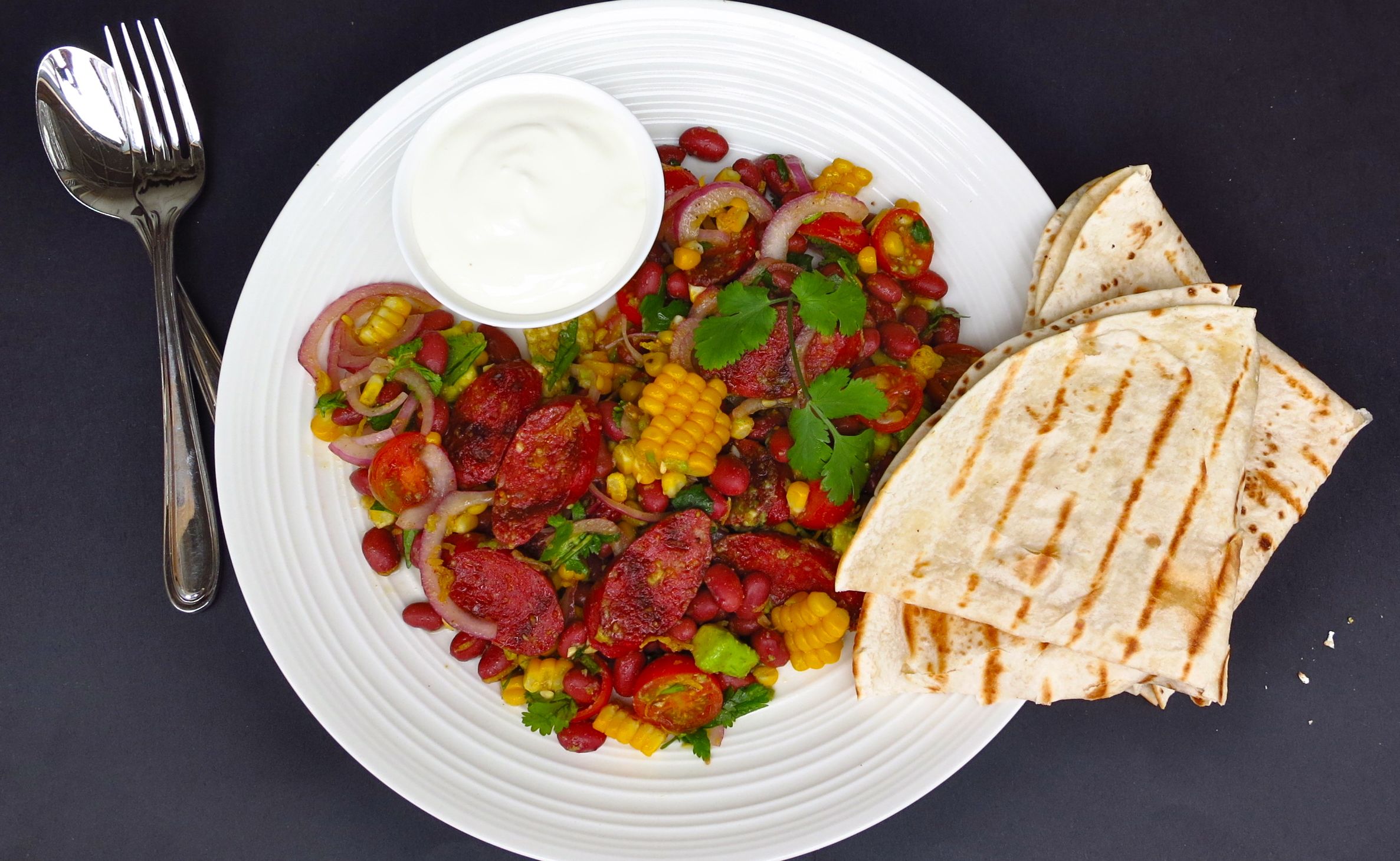 Miss Foodie's Mexican chorizo salad wraps Miss Foodie's Mexican chorizo salad wraps