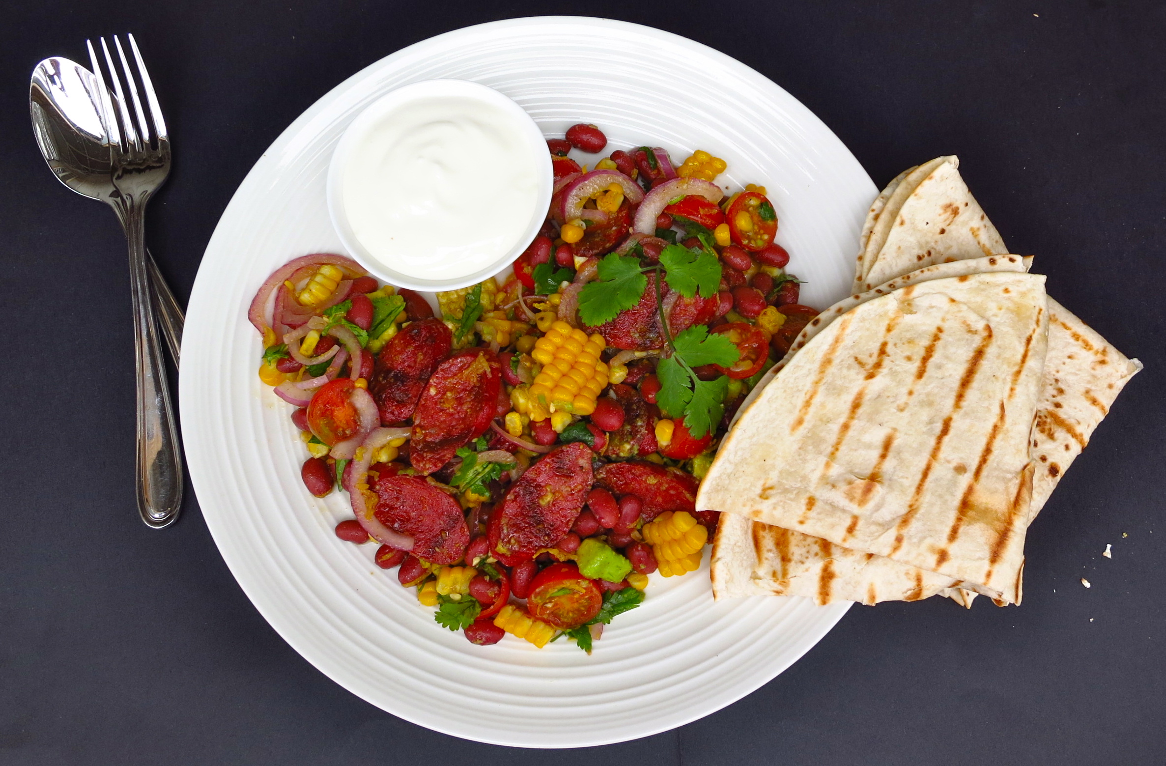 Miss Foodie's Mexican chorizo salad wraps Miss Foodie's Mexican chorizo salad wraps