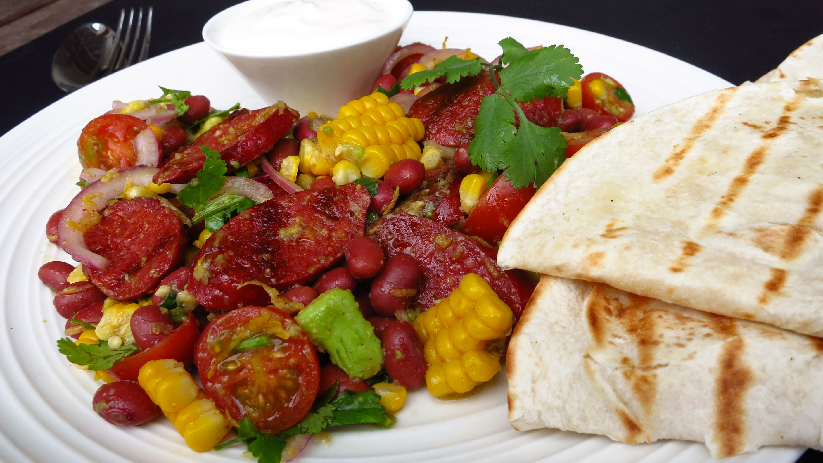 Miss Foodie's Mexican chorizo salad wraps Miss Foodie's Mexican chorizo salad wraps