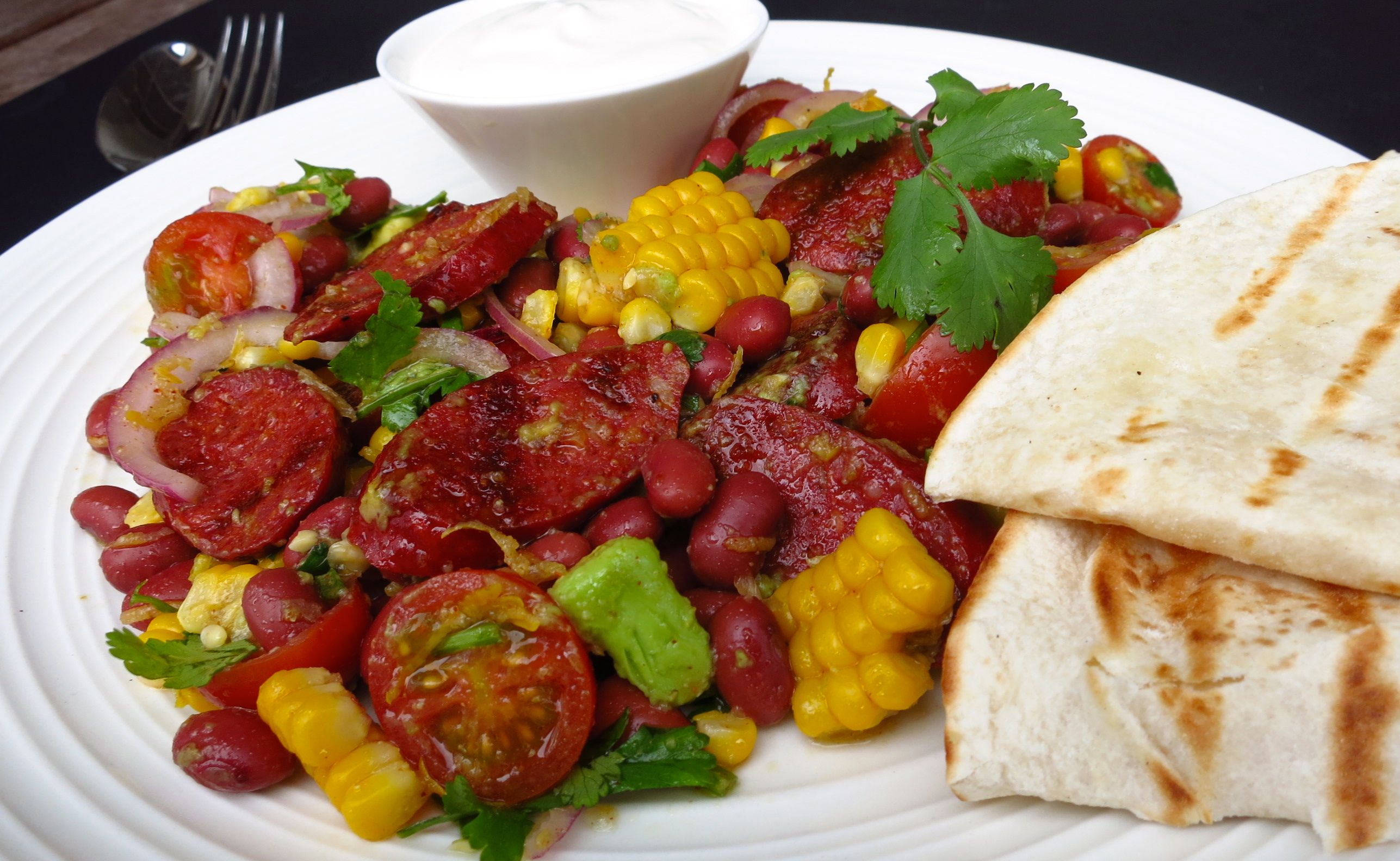 Miss Foodie's Mexican chorizo salad wraps Miss Foodie's Mexican chorizo salad wraps