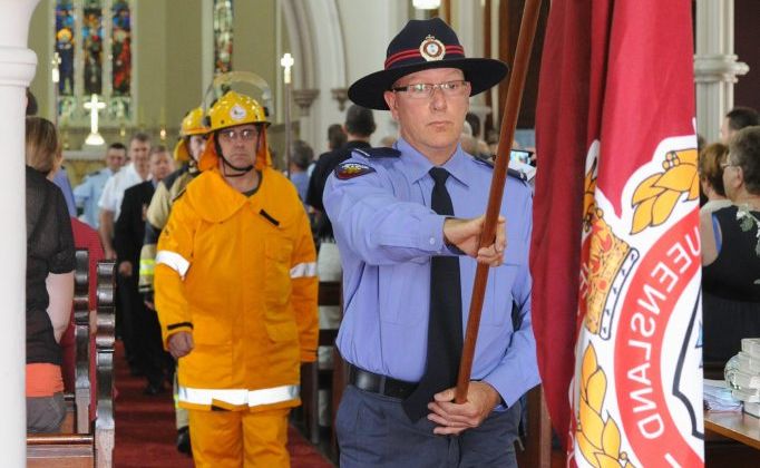 Fallen firefighters are remembered during a church service in Maryborough. Fallen firefighters are remembered during a church service in Maryborough.