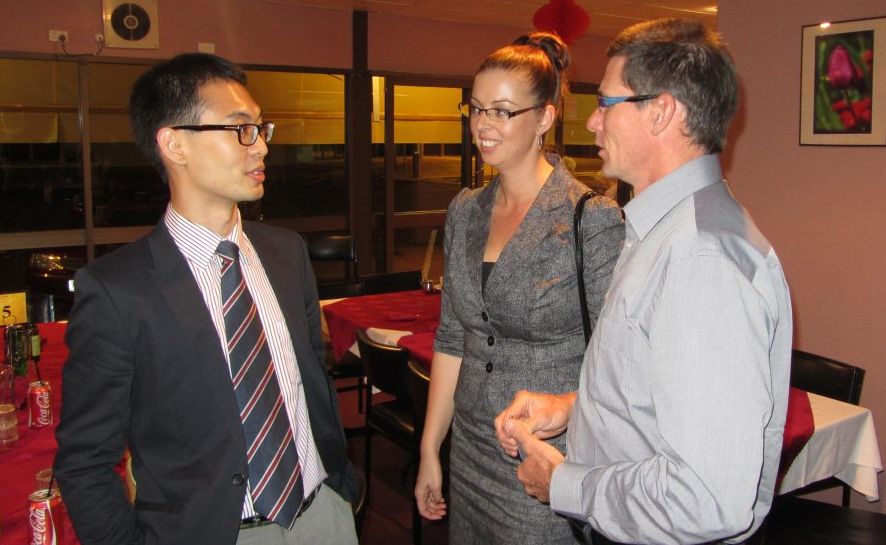 Dr Eric Chung speaking with Natalie O'Brien and Dr Kenneth O'Brien after his lecture in Hervey Bay this week. Dr Eric Chung speaking with Natalie O'Brien and Dr Kenneth O'Brien after his lecture in Hervey Bay this week.