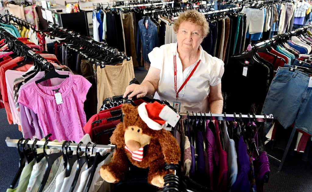 Red Cross volunteer Gloria Snell sorts items at the North Ipswich store. Red Cross volunteer Gloria Snell sorts items at the North Ipswich store.