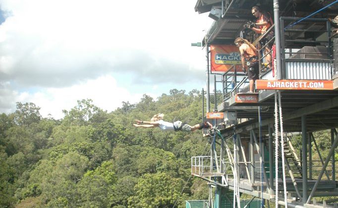 Kate Clifford takes the plunge at the AJ Hackett Cairns Bungy Jump. Kate Clifford takes the plunge at the AJ Hackett Cairns Bungy Jump.