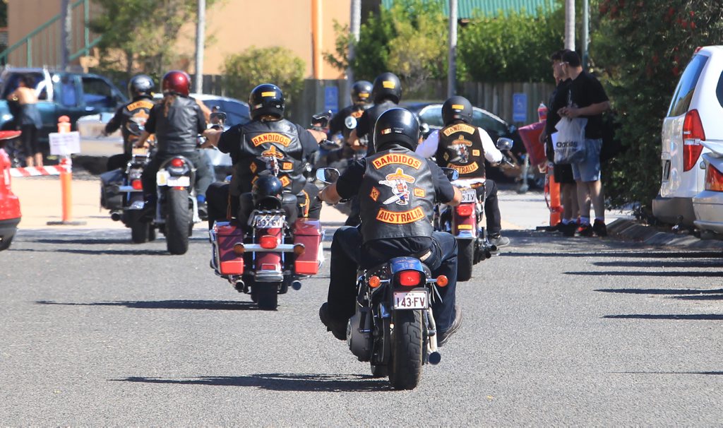 The Bandidos Motorcycle Gang arrive at Caloundra and are welcomed by a strong show of Police. Photo: Cade Mooney / Sunshine Coast Daily The Bandidos Motorcycle Gang arrive at Caloundra and are welcomed by a strong show of Police. Photo: Cade Mooney / Sunshine Coast Daily