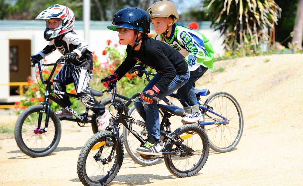 Hayden Egan, Shay Spangen, 8, and Nicholas Hall, 6, go for a ride during the Harbour City BMX Club's come and try day. Hayden Egan, Shay Spangen, 8, and Nicholas Hall, 6, go for a ride during the Harbour City BMX Club's come and try day.