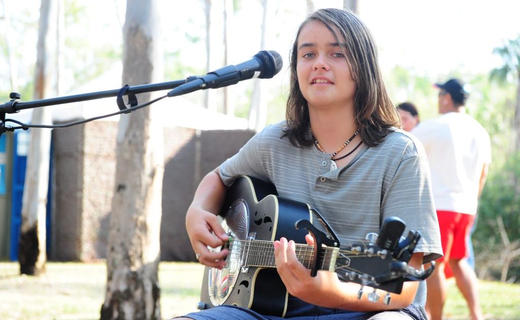 Jack Blandford won the inaugural busking competition at the Bechtel Community Day on Sunday. Jack Blandford won the inaugural busking competition at the Bechtel Community Day on Sunday.
