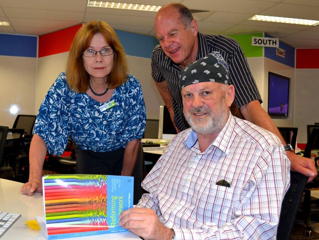 CQUniversity Deputy Vice Chancellor Prof Hilary Winchester launches Reforming Homework with co-authors Prof Richard Walker and Prof Mike Horsley in Noosa today.
CQUniversity Deputy Vice Chancellor Prof Hilary Winchester launches Reforming Homework with co-authors Prof Richard Walker and Prof Mike Horsley in Noosa today.