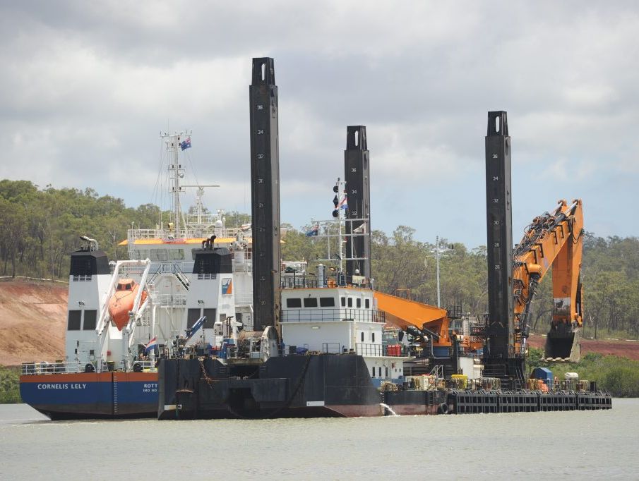 Dredge boats in Gladstone Harbour. Dredge boats in Gladstone Harbour.