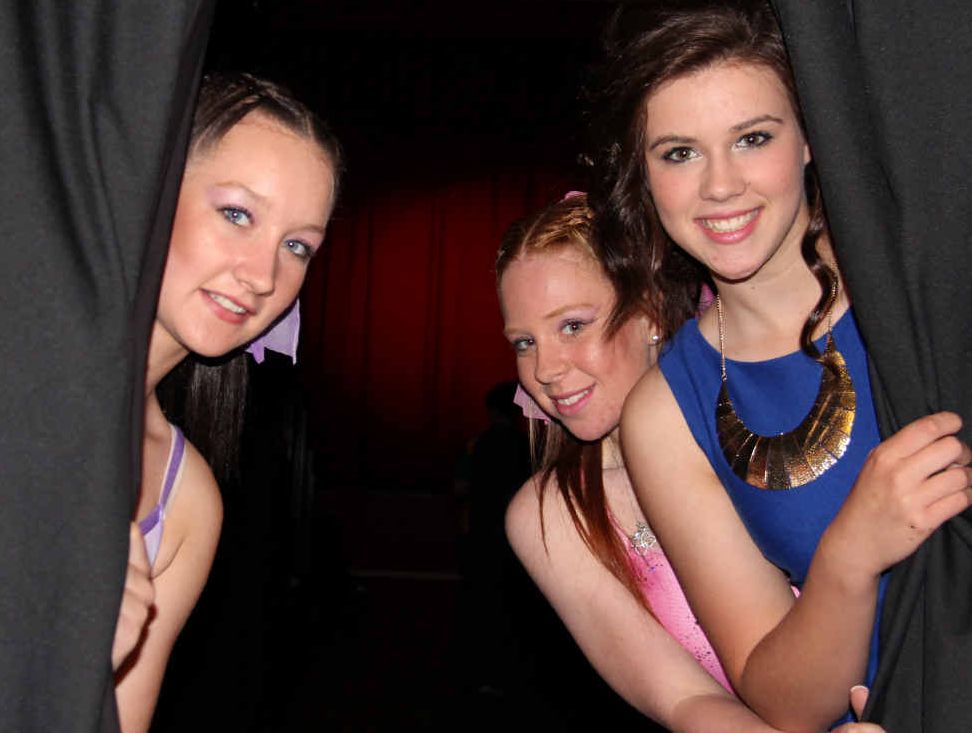 Ella Tregurtha, Deanna Kelly and Thea Milburn are ready for the Assumption College Talent Quest tonight.