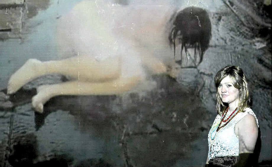Elizabeth Menzies with her project, 'But she didn't drown'. Elizabeth Menzies with her project, 'But she didn't drown'.