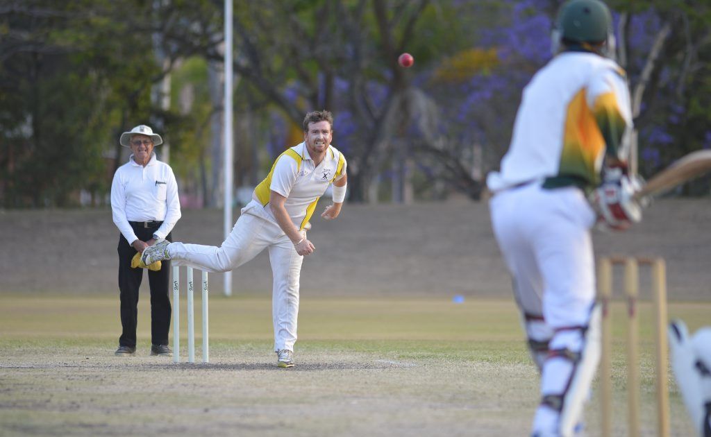 The Glen's Michael Matz bowls in the BITS vs The Glen first grade match at Boyne Island.
The Glen's Michael Matz bowls in the BITS vs The Glen first grade match at Boyne Island.