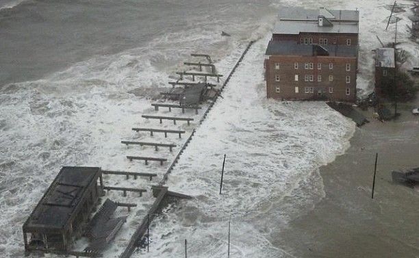 The Atlantic City boardwalk is taken out as big seas surge ahead of Hurricane Sandy. The Atlantic City boardwalk is taken out as big seas surge ahead of Hurricane Sandy.