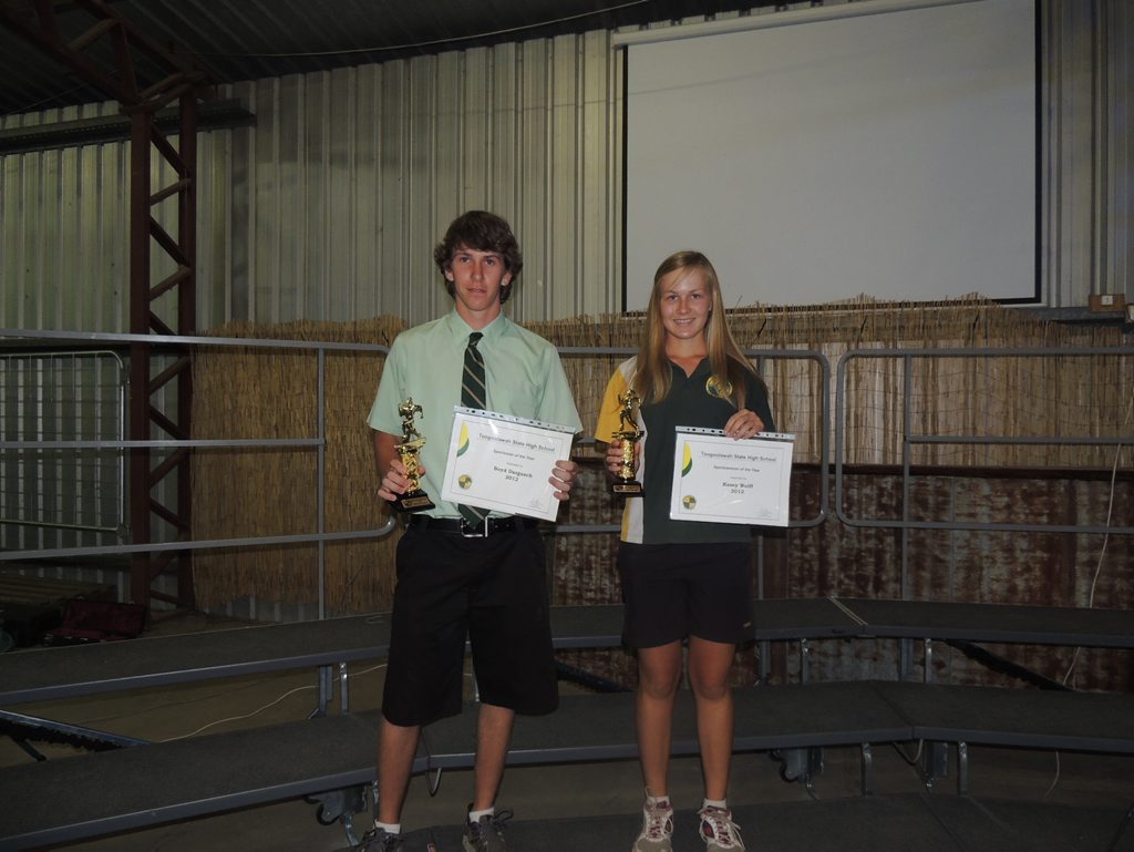 Toogoolawah State High School Sports Man and Woman of the Year Boyd Dargusch and Kasey Wolff. Toogoolawah State High School Sports Man and Woman of the Year Boyd Dargusch and Kasey Wolff.