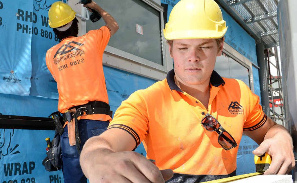 TRADES FLOURISH: Apprentice carpenter Jye Hinton works in West Ipswich. TRADES FLOURISH: Apprentice carpenter Jye Hinton works in West Ipswich.